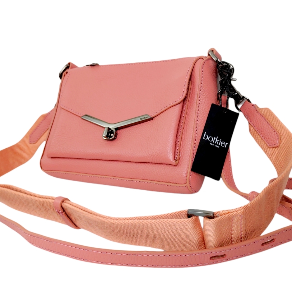 Botkier Blush Pink Valentina Pebble Leather Turnlock Small Crossbody Bag NWT - Picture 4 of 11